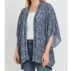 Polo Ralph Lauren | Blue & White Tassel Kimono or Swim Cover Up |  One Size